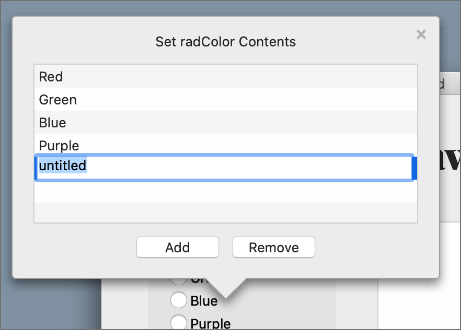 Radio Group Options